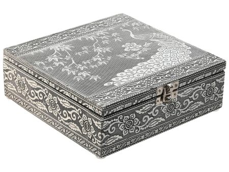 Jewelry box Home ESPRIT Green Silver Wood Aluminium 18 x 18 x 6 cm For Discount