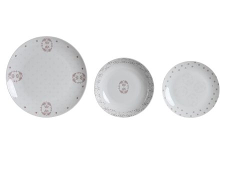 Dinnerware Set DKD Home Decor Porcelain Pink White 27 x 27 x 3 cm 18 Pieces Online