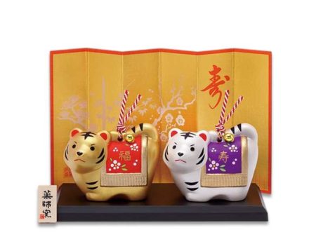 Yakushigama Zodiac Gold and White Tiger Ornament Hot on Sale