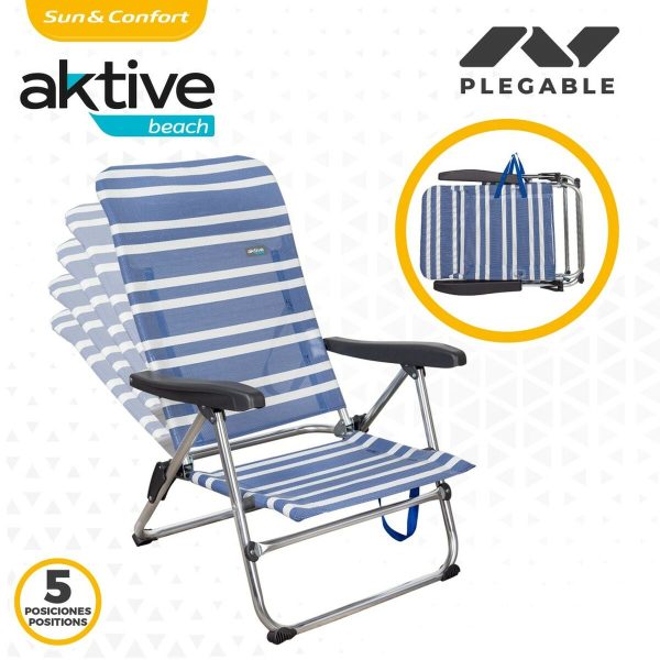 Folding Chair Aktive Mykonos Striped 47 x 85 x 50 cm (4 Units) Hot on Sale