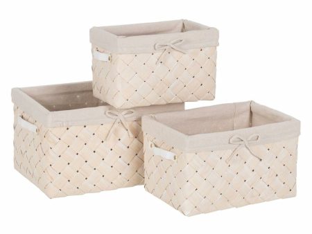 Basket set Multicolour Wood 3 Units Hot on Sale