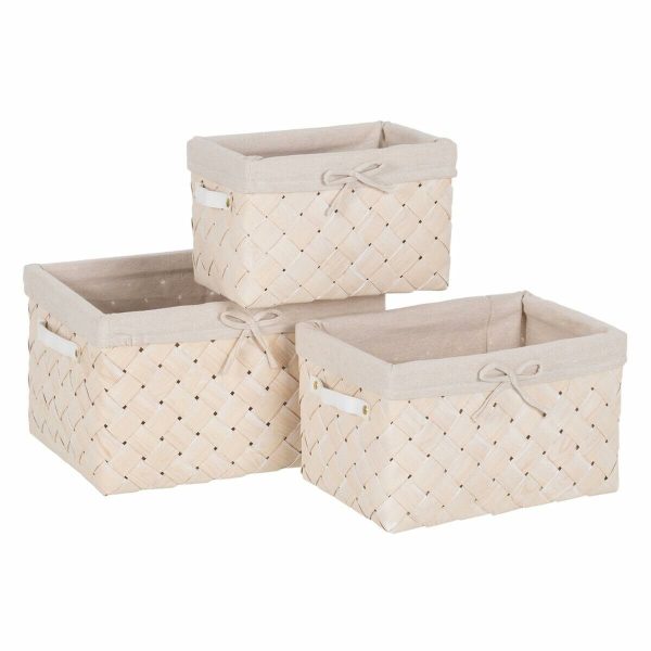 Basket set Multicolour Wood 3 Units Hot on Sale