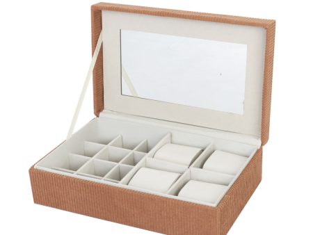 Jewelry box Versa Polyester Cardboard Mirror 16 x 7,8 x 25 cm Fashion