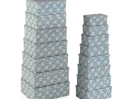 Set of Stackable Organising Boxes Versa Flowers Cardboard 15 Pieces 35 x 16,5 x 43 cm Online now