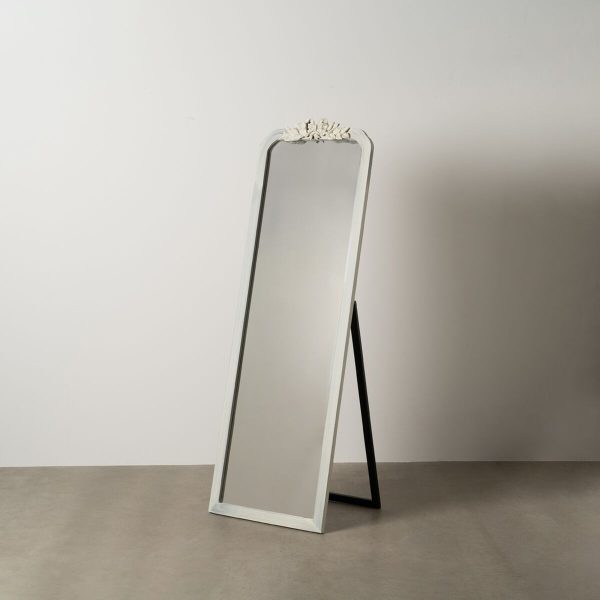 Free standing mirror White Crystal Paolownia wood 60 x 180 x 4 cm Cheap