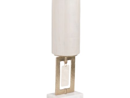 Vase White Golden Aluminium Crystal Marble 12,5 x 12,5 x 47 cm Online Hot Sale