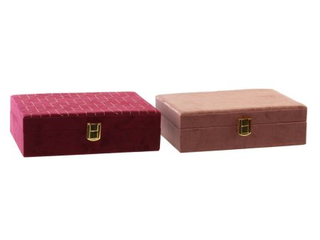 Jewelry box DKD Home Decor Purple Pink Golden Wood 24 x 16 x 7 cm (2 Units) Online Sale