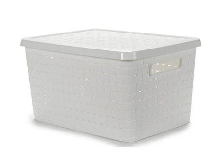 Storage Box with Lid White 40 L Plastic (35 x 25 x 46 cm) Online Hot Sale