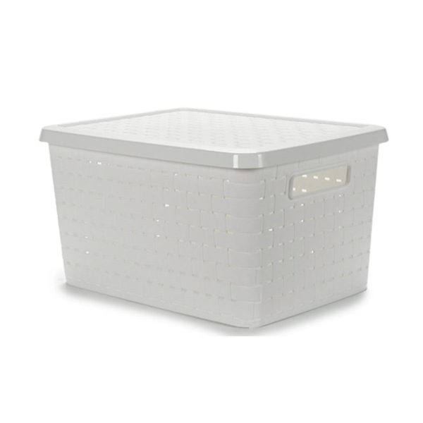 Storage Box with Lid White 40 L Plastic (35 x 25 x 46 cm) Online Hot Sale