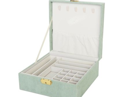 Jewelry box Versa Green Polyester Cardboard 21,5 x 9 x 21,5 cm Supply