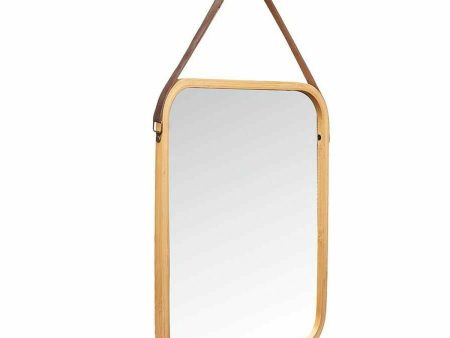 Hanging mirror B6605 Natural Rectangular 34 x 41,5 x 1,5 cm (6 Units) Hot on Sale