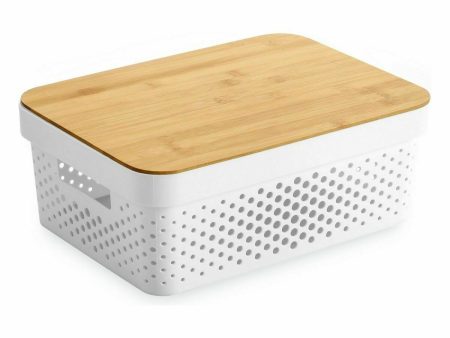 Multi-use Box Confortime White Brown Bamboo Plastic 36 x 26,5 x 13,5 cm (6 Units) For Cheap