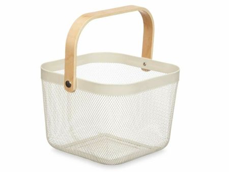 Basket White Wood Metal 24,5 x 18 x 25 cm (6 Units) Hot on Sale