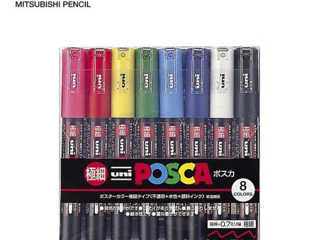 Uni MITSUBISHI PENCIL Posca Ultra-Thin 8-Color Water Marker Set Online now