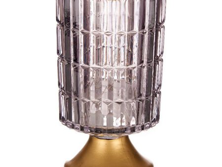 LED Lantern Metal Grey Golden Glass (10,7 x 18 x 10,7 cm) Discount