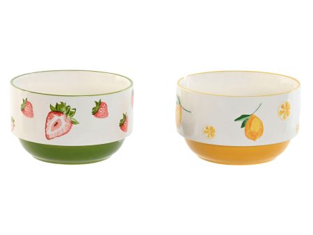 Bowl Home ESPRIT Yellow Red Green Porcelain Modern 600 ml 15,3 X 15,3 X 9 cm (2 Units) on Sale