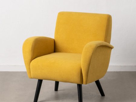 Armchair 72 x 71 x 81 cm Synthetic Fabric Wood Yellow Online Hot Sale