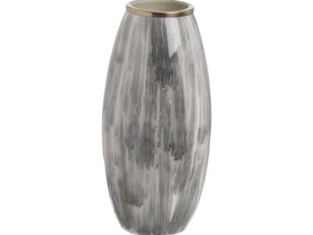 Vase White Black Aluminium Crystal 21 x 21 x 44,5 cm Online Sale