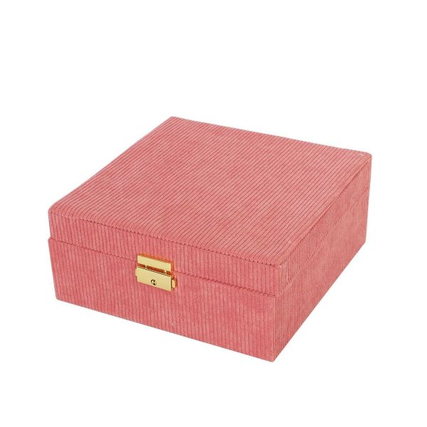 Jewelry box Versa Red Polyester Cardboard 21,5 x 9 x 21,5 cm Cheap