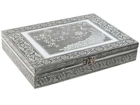 Jewelry box Home ESPRIT Green Silver Wood Aluminium 27,5 x 20 x 5,4 cm Hot on Sale