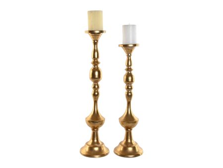 Candleholder Home ESPRIT Golden Metal 15 x 15 x 60,5 cm (2 Units) Fashion