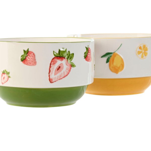 Bowl Home ESPRIT Yellow Red Green Porcelain Modern 600 ml 15,3 X 15,3 X 9 cm (2 Units) on Sale