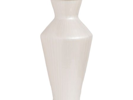 Vase White Golden Aluminium Crystal 28 x 28 x 57 cm Online Hot Sale