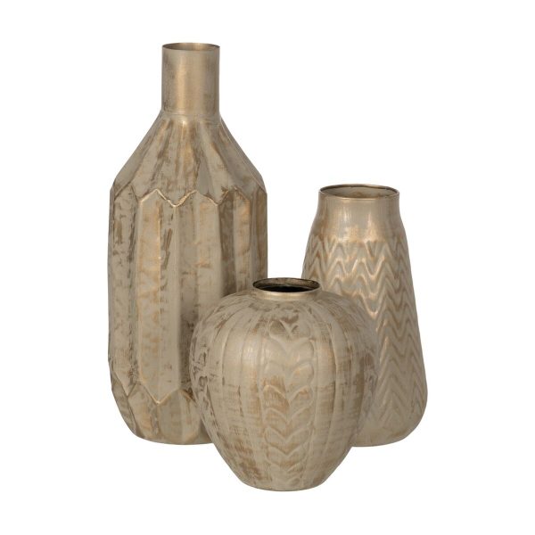 Vase Beige Golden Iron 25 x 25 x 33 cm Supply