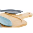 Appetizer Set Home ESPRIT Blue Green Navy Blue Bamboo Porcelain Mediterranean Fish 36 x 18 x 1,3 cm 5 Pieces Fashion