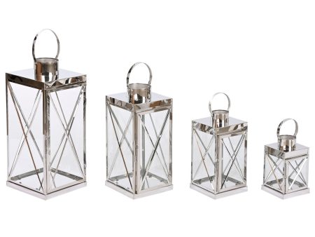 Lantern Home ESPRIT Silver Crystal Steel Chromed 22 x 20 x 50 cm (4 Pieces) Online now