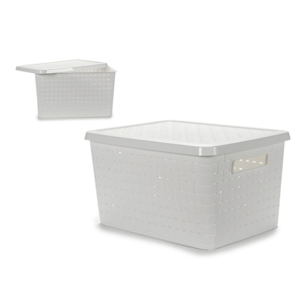 Storage Box with Lid White 40 L Plastic (35 x 25 x 46 cm) Online Hot Sale