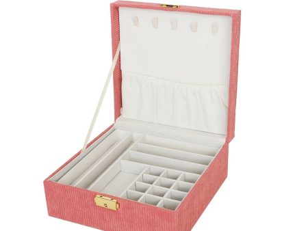 Jewelry box Versa Red Polyester Cardboard 21,5 x 9 x 21,5 cm Cheap