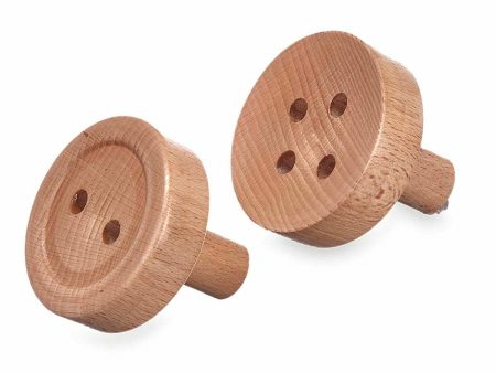 Hangers Brown Wood Buttons Set 2 Pieces (6 Units) Fashion