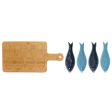 Appetizer Set Home ESPRIT Blue Green Navy Blue Bamboo Porcelain Mediterranean Fish 36 x 18 x 1,3 cm 5 Pieces Fashion