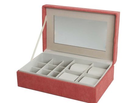 Jewelry box Versa Red Polyester Cardboard Mirror 16 x 7,8 x 25 cm For Discount