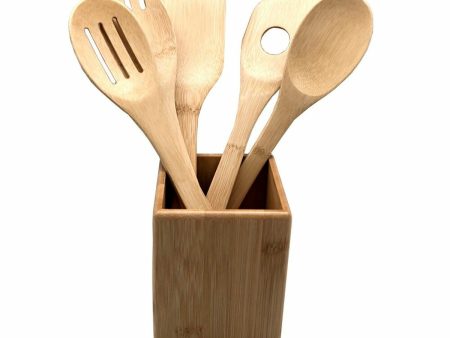 Pot for Kitchen Utensils Versa Bamboo 10 x 13,5 x 10 cm For Cheap