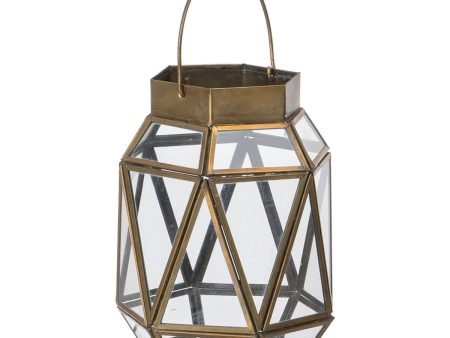 Lantern Candleholder Crystal Golden Metal 14 x 14 x 19 cm Sale