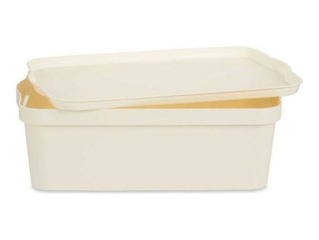 Storage Box with Lid Cream Plastic 14 L 29,5 x 14,3 x 45 cm For Sale