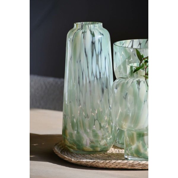 Vase Home ESPRIT Green Cream Crystal Modern 12,5 x 12,5 x 30 cm Supply