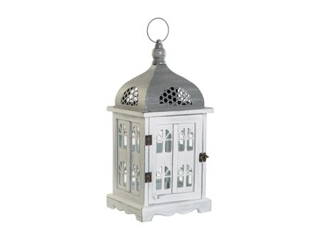 Lantern DKD Home Decor Aged finish White Grey Wood Crystal 19 x 19 x 42 cm Sale