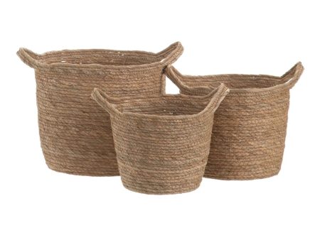 Set of Baskets Natural Rushes 33 x 33 x 26 cm (3 Pieces) Online Sale