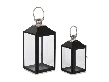 Lantern Home ESPRIT Black Silver Crystal Steel 18 x 18 x 41 cm (2 Pieces) Online