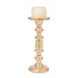 Candleholder Romimex Golden Glass 13 x 35 x 13 cm For Sale