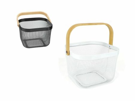 Multi-purpose basket Confortime Metal Wood 25 x 26 x 18 cm (6 Units) on Sale