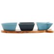 Appetizer Set Home ESPRIT Blue Navy Blue Porcelain Acacia Fish Mediterranean 28 x 9,7 x 1,3 cm 4 Pieces Online now