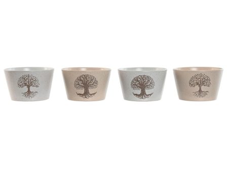 Bowl Home ESPRIT White Beige Stoneware 570 ml 13 x 13 x 8 cm (4 Units) Discount