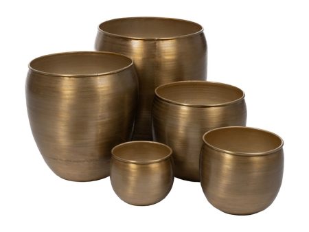 Set of Planters Golden Aluminium 48,9 x 48,9 x 48,9 cm (5 Units) Discount