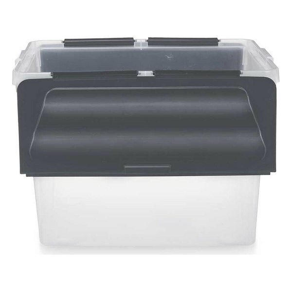 Storage Box with Lid 48 L Transparent Anthracite (6 Units) Cheap