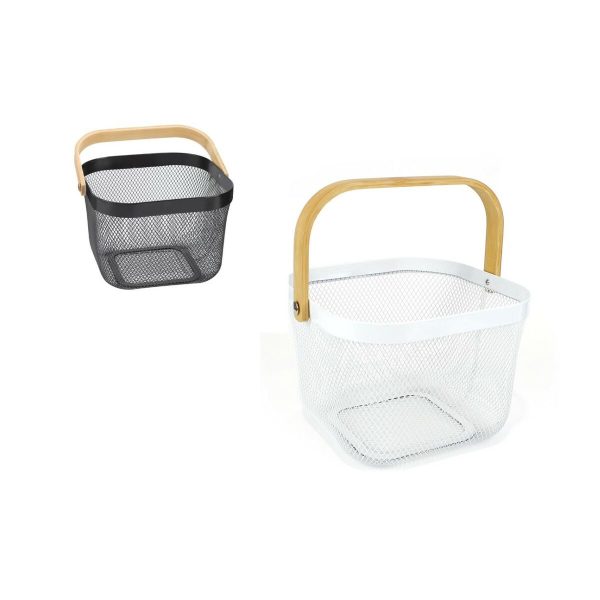 Multi-purpose basket Confortime Metal Wood 25 x 26 x 18 cm (6 Units) on Sale