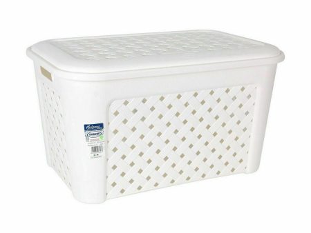 Laundry Basket Tontarelli Arianna With lid White 58 x 39 x 32 cm (6 Units) Online now